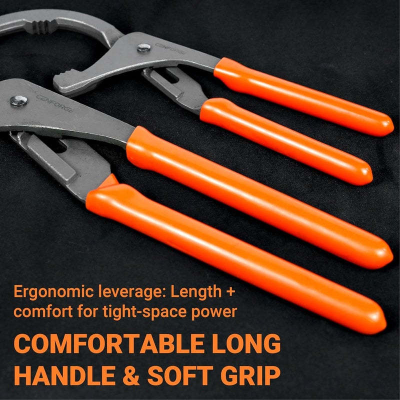 CENFORGE Oil Filter Wrench Set, 9" & 12" Adjustable Filter Pliers with Non-Slip Grip for Cars, Trucks, Motorcycles & Heavy Equipment (2-Piece Heavy Duty Set) - Image 5